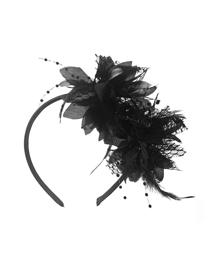 An exquisite tea party hat adorned with ribbons, feathers, and a headband; an elegant royal banquet headband for tea parties, suitable for both girls and ladies. - Image 1